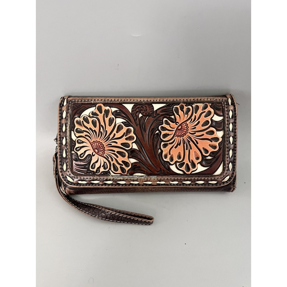 Boho Western Embossed Poppy Flower Wallet  Blazin Roxx Cowgirl Wristlet Tri-fold